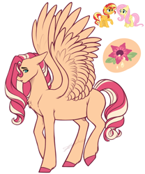 Size: 1000x1200 | Tagged: safe, artist:purplegrim40, imported from derpibooru, fluttershy, sunset shimmer, oc, pegasus, pony, female, magical lesbian spawn, mare, offspring, parent:fluttershy, parent:sunset shimmer, parents:sunshyne, simple background, white background