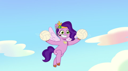 Size: 3500x1956 | Tagged: safe, imported from derpibooru, screencap, pipp petals, pegasus, pony, spoiler:g5, spoiler:my little pony: tell your tale, spoiler:tyts01e18, female, g5, mare, my little pony: tell your tale, on your cutie marks, solo, sports, volleyball