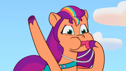 Size: 3410x1920 | Tagged: safe, imported from derpibooru, screencap, sunny starscout, earth pony, pony, spoiler:g5, spoiler:my little pony: tell your tale, spoiler:tyts01e18, blowing whistle, female, g5, high res, mane stripe sunny, mare, my little pony: tell your tale, on your cutie marks, referee, referee sunny starscout, solo, sunny's referee whistle, that pony sure does love whistles, whistle, whistle necklace, youtube link