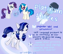 Size: 1914x1642 | Tagged: safe, artist:wonderwaifu, imported from derpibooru, dj pon-3, rarity, vinyl scratch, oc, oc:platinum shores, pony, unicorn, magical lesbian spawn, offspring, parent:rarity, parent:vinyl scratch, shipping, shipping chart