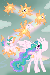 Size: 3480x5222 | Tagged: safe, artist:ja0822ck, imported from derpibooru, princess celestia, alicorn, pony, solo, sun, transformation, transformation sequence