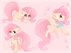 Size: 1056x800 | Tagged: safe, artist:valeria_fills, imported from derpibooru, fluttershy, butterfly, pegasus, pony, blushing, bow, cute, daaaaaaaaaaaw, flower, flower in hair, open mouth, shyabetes, sparkly eyes, wingding eyes