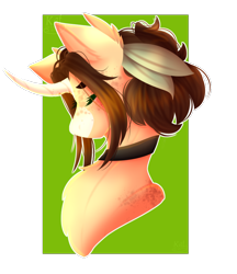 Size: 800x924 | Tagged: safe, artist:kat-the-true-kitkat, imported from derpibooru, oc, oc only, pony, unicorn, bust, choker, curved horn, eyes closed, horn, simple background, solo, transparent background, unicorn oc