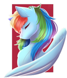 Size: 800x924 | Tagged: safe, artist:kat-the-true-kitkat, imported from derpibooru, rainbow dash, pegasus, pony, bust, ear fluff, eyes closed, female, mare, simple background, solo, transparent background