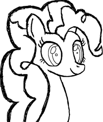 Size: 723x851 | Tagged: safe, artist:pimegonho, imported from derpibooru, pinkie pie, earth pony, pony, bust, monochrome, simple background, solo, white background