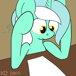 Size: 2000x2000 | Tagged: safe, artist:dafiltafish, imported from derpibooru, lyra heartstrings, pony, unicorn, atg 2022, newbie artist training grounds, solo, thinking