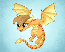 Size: 1800x1440 | Tagged: safe, artist:champion-of-namira, imported from derpibooru, applejack, dragon, wyvern, dragonified, dragonjack, hat, solo, species swap