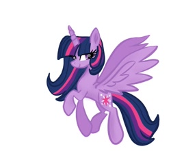 Size: 738x653 | Tagged: safe, artist:petaltwinkle, imported from derpibooru, twilight sparkle, alicorn, pony, female, flying, horn, mare, simple background, solo, spread wings, twilight sparkle (alicorn), white background, wings