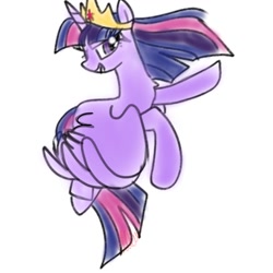 Size: 1280x1280 | Tagged: safe, artist:petaltwinkle, imported from derpibooru, twilight sparkle, alicorn, pony, female, flying, horn, jewelry, mare, regalia, simple background, solo, twilight sparkle (alicorn), white background, wings