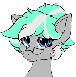 Size: 4433x4500 | Tagged: safe, artist:aquamuro, imported from derpibooru, oc, oc only, oc:shirley flow, pegasus, pony, blue eyes, bust, cute, female, fluffy, g5, g5 oc, glasses, looking at you, mare, multicolored mane, oda 1997, oda 997, pegasus oc, sad, sadorable, simple background, sketch, solo, transparent background, two toned mane