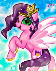 Size: 401x512 | Tagged: safe, alternate version, artist:petaltwinkle, imported from derpibooru, pipp petals, pegasus, pony, female, g5, looking at you, mare, one eye closed, open mouth, solo, sparkles, spread wings, wings, wink, winking at you