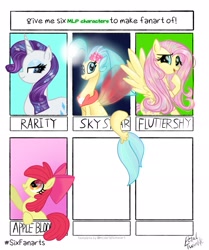 Size: 1714x2048 | Tagged: safe, artist:petaltwinkle, imported from derpibooru, apple bloom, fluttershy, princess skystar, rarity, earth pony, pegasus, pony, seapony (g4), unicorn, six fanarts, my little pony: the movie, apple bloom's bow, bow, eye clipping through hair, female, filly, foal, hair bow, horn, mare, spread wings, wings