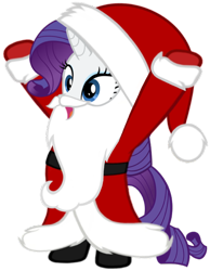 Size: 480x618 | Tagged: artist needed, source needed, safe, imported from derpibooru, rarity, pony, unicorn, beard, belt, bipedal, boots, christmas, clothes, coat, costume, fake beard, female, gloves, hat, holiday, horn, mare, open mouth, santa beard, santa claus, santa costume, santa hat, shoes, simple background, solo, standing, transparent background, vector