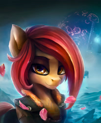 Size: 3000x3642 | Tagged: safe, artist:stdeadra, imported from derpibooru, earth pony, pony, borderlands, bust, flower, lilith (borderlands), male, moon, portrait, rose, stallion