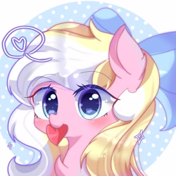 Size: 3207x3207 | Tagged: safe, artist:sweeter_sakura, imported from derpibooru, oc, oc only, oc:bay breeze, pegasus, pony, blushing, bow, cute, female, hair bow, mare, mouth hold, pegasus oc, solo