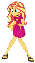 Size: 1900x3448 | Tagged: safe, artist:gmaplay, imported from derpibooru, sunset shimmer, human, equestria girls, equestria girls series, spring breakdown, spoiler:eqg series (season 2), clothes, dress, sandals, simple background, solo, transparent background