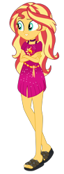 Size: 1600x4359 | Tagged: safe, artist:gmaplay, imported from derpibooru, sunset shimmer, human, equestria girls, equestria girls series, spring breakdown, spoiler:eqg series (season 2), clothes, dress, sandals, simple background, solo, transparent background