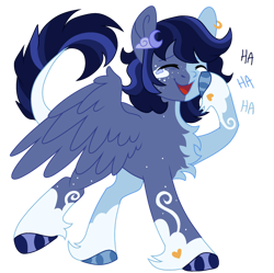 Size: 1280x1274 | Tagged: safe, artist:moonert, imported from derpibooru, oc, oc only, unnamed oc, pegasus, pony, female, hoof on cheek, laughing, mare, open mouth, open smile, pegasus oc, simple background, smiling, solo, spread wings, transparent background, wings