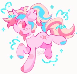 Size: 2048x1962 | Tagged: safe, artist:swirlseypop, imported from derpibooru, oc, oc only, pony, unicorn, choker, commission, horn, no pupils, open mouth, open smile, simple background, smiling, solo, unicorn oc, white background