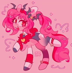 Size: 2020x2048 | Tagged: safe, artist:swirlseypop, imported from derpibooru, oc, oc only, earth pony, pony, commission, no pupils, open mouth, raised hoof, raised leg, simple background, solo, spiked wristband, wristband