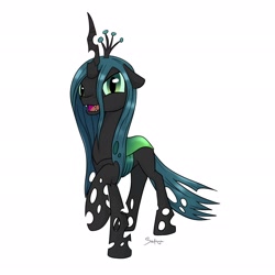 Size: 2048x2048 | Tagged: safe, artist:safizejaart, imported from derpibooru, queen chrysalis, changeling, cute, female, simple background, solo, white background
