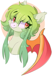 Size: 752x1098 | Tagged: safe, artist:cinnamontee, imported from derpibooru, oc, oc:wasabi, bat pony, pony, female, mare, simple background, solo, white background