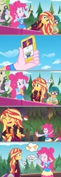 Size: 2203x6319 | Tagged: safe, artist:silverbuller, edit, edited screencap, imported from derpibooru, screencap, cherry crash, doodle bug, pinkie pie, sunset shimmer, human, rapidash, equestria girls, equestria girls series, sunset's backstage pass!, spoiler:eqg series (season 2), comic, pokémon, pokémon go, screencap comic