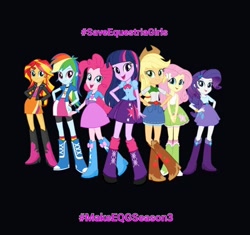 Size: 828x778 | Tagged: safe, imported from derpibooru, applejack, fluttershy, pinkie pie, rainbow dash, rarity, sci-twi, sunset shimmer, twilight sparkle, equestria girls, belt, boots, clothes, cowboy boots, cowboy hat, hat, high heel boots, humane five, humane seven, humane six, jacket, save equestria girls, shirt, shoes, simple background, skirt, socks, solo