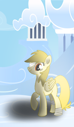 Size: 474x812 | Tagged: safe, artist:abzx, imported from derpibooru, bandage pony, oc, oc:oliver, original species, pegasus, pony, bandage, bandaged leg, solo