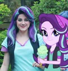 Size: 2110x2189 | Tagged: safe, artist:sarahndipity cosplay, imported from derpibooru, starlight glimmer, human, equestria girls, mirror magic, spoiler:eqg specials, clothes, cosplay, costume, everfree northwest, everfree northwest 2019, food, ice cream, irl, irl human, photo