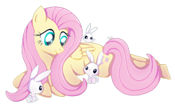 Size: 3344x2076 | Tagged: safe, artist:nnaly, imported from derpibooru, angel bunny, fluttershy, pegasus, pony, rabbit, animal, high res, lying down, prone, simple background, solo, transparent background