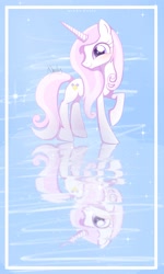 Size: 1909x3181 | Tagged: safe, artist:nnaly, imported from derpibooru, fleur-de-lis, pony, unicorn, reflection, solo, starry eyes, water, wingding eyes
