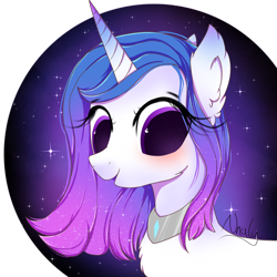 Size: 2000x2000 | Tagged: safe, artist:nnaly, imported from derpibooru, oc, oc only, pony, unicorn, bust, ethereal mane, high res, jewelry, necklace, solo, starry mane