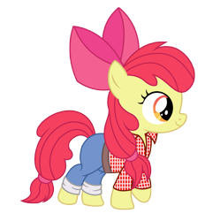 Size: 2471x2663 | Tagged: safe, artist:third uncle, imported from derpibooru, apple bloom, earth pony, pony, bow, clothes, denim, female, hair bow, jeans, mare, pants, simple background, solo, transparent background, unmoving plaid