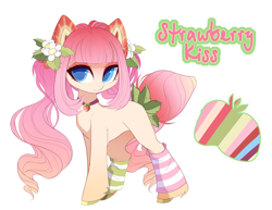 Size: 5186x4000 | Tagged: safe, artist:xsatanielx, imported from derpibooru, oc, oc only, oc:strawberry kiss, pony, female, mare, rcf community, reference, simple background, solo, white background