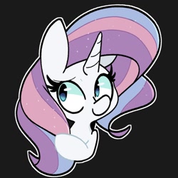 Size: 1500x1500 | Tagged: safe, artist:kindakismet, imported from derpibooru, potion nova, pony, unicorn, my little pony: pony life, black background, bust, female, g4.5, horn, mare, outline, simple background, solo