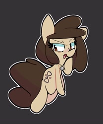 Size: 2500x3000 | Tagged: safe, artist:kindakismet, imported from derpibooru, oc, oc only, oc:louvely, earth pony, pony, black background, female, mare, open mouth, outline, simple background, solo