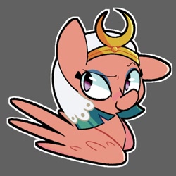 Size: 1500x1500 | Tagged: safe, artist:kindakismet, imported from derpibooru, somnambula, pegasus, pony, black background, bust, female, hat, looking at you, mare, outline, simple background, solo, wings