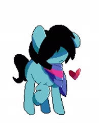 Size: 1676x2162 | Tagged: safe, artist:kindakismet, imported from derpibooru, earth pony, pony, deltarune, heart, kris, pixel art, ponified, raised hoof, simple background, white background