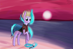 Size: 3000x2000 | Tagged: safe, artist:stravy_vox, imported from derpibooru, oc, oc only, pony, unicorn, clothes, magic, ocean, solo, watch, water, wristwatch