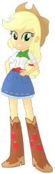 Size: 296x932 | Tagged: safe, artist:cartoonmasterv3, artist:jucamovi1992, edit, editor:rupahrusyaidi, imported from derpibooru, applejack, human, equestria girls, background removed, cropped, hand on hip, simple background, solo, transparent background