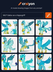 Size: 1240x1666 | Tagged: safe, imported from derpibooru, gallus, classical hippogriff, hippogriff, ai content, ai generated, generator:craiyon, hippogriffied, species swap