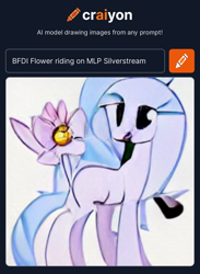 Size: 1162x1588 | Tagged: safe, imported from derpibooru, silverstream, classical hippogriff, hippogriff, ai content, ai generated, battle for dream island, flower, flower (battle for dream island), generator:craiyon, riding