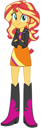 Size: 507x1575 | Tagged: safe, artist:rupahrusyaidi, imported from derpibooru, sunset shimmer, equestria girls, boots, clothes, high heel boots, jacket, shirt, shoes, simple background, skirt, solo, transparent background