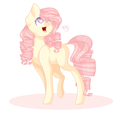 Size: 1358x1284 | Tagged: safe, artist:prettyshinegp, imported from derpibooru, oc, oc only, earth pony, pony, :d, earth pony oc, eye clipping through hair, female, mare, not fluttershy, open mouth, open smile, signature, simple background, smiling, solo, white background