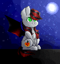 Size: 119x128 | Tagged: safe, artist:prettyshinegp, imported from derpibooru, oc, oc only, bat pony, pony, animated, bat pony oc, bat wings, commission, female, full moon, mare, moon, night, solo, stars, wings, ych result