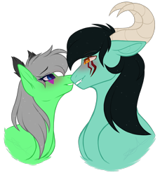 Size: 2052x2254 | Tagged: safe, artist:purplegrim40, imported from derpibooru, oc, oc only, earth pony, duo, earth pony oc, horns, simple background, transparent background