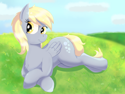 Size: 4000x3000 | Tagged: safe, artist:fdv.alekso, derpy hooves, pegasus, pony, female, lying down, mare, smiling, solo, solo female