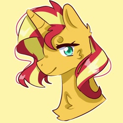 Size: 1024x1024 | Tagged: artist needed, source needed, safe, imported from derpibooru, sunset shimmer, human, pony, unicorn, equestria girls, bust, female, mare, solo