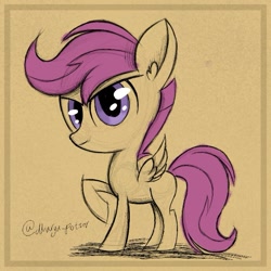 Size: 689x689 | Tagged: safe, artist:marya-potter, imported from derpibooru, part of a set, scootaloo, pegasus, pony, female, filly, foal, sketch, solo